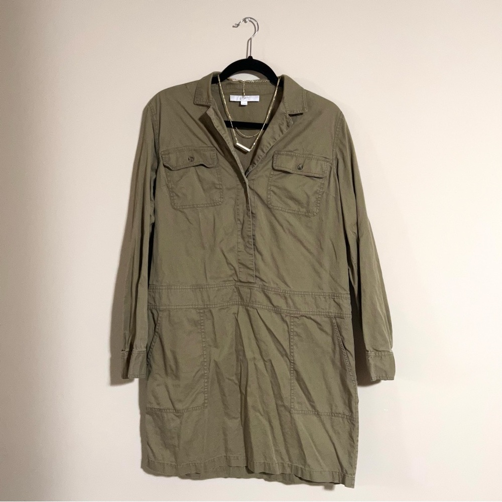 LOFT Long Sleeve, Short Dress in Hunter Green
